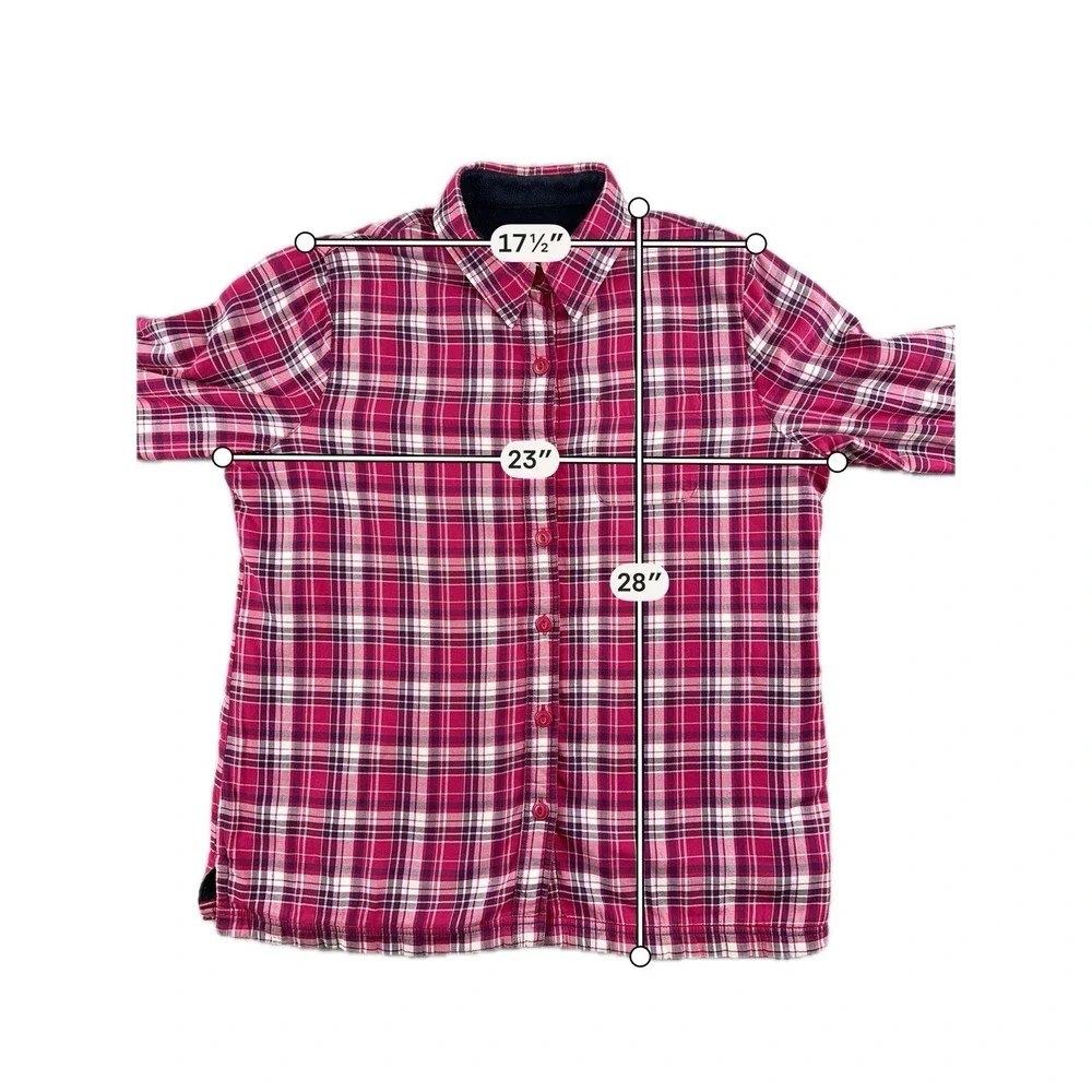 L.L. Bean Women's Pink Plaid Fleece Lined Size Medium Shirt Jacket Shacket‎